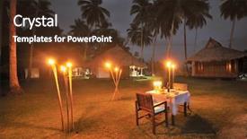  Presentation with annual dinner under the sea - Amazing PPT theme having luxury restaurant night - romantic dinner under candle light backdrop and a tawny brown colored foreground