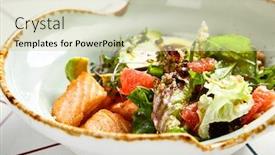  Presentation with salmon dish - Slide set consisting of luxury-restaurant-side-dish-top background and a soft green colored foreground