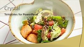  Presentation with food fish - Colorful slide set enhanced with luxury-restaurant-side-dish-top backdrop and a soft green colored foreground