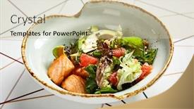  Presentation with salmon dish - Amazing presentation theme having luxury-restaurant-side-dish-top backdrop and a soft green colored foreground