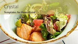  Presentation with food fish - PPT theme enhanced with luxury-restaurant-side-dish-top background and a yellow colored foreground