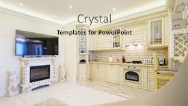  Presentation with rich - Presentation theme featuring luxury rich modern beige kitchen in provence style background and a soft green colored foreground