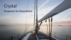  Presentation with sunset sailing - Presentation design with luxury sail boat sailing background and a light blue colored foreground