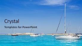  Presentation with turquoise beach - Cool new presentation with luxury sailboats in turquoise beach of formentera illetes backdrop and a light blue colored foreground