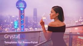  Presentation with black woman - PPT theme with luxury-shanghai-lifestyle-asian-woman background and a violet colored foreground