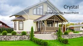  Presentation with luxury house - Theme with luxury suburban house background and a light blue colored foreground