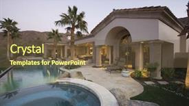  Presentation with luxury house - Cool new presentation theme with luxury swimming pool and house backdrop and a tawny brown colored foreground