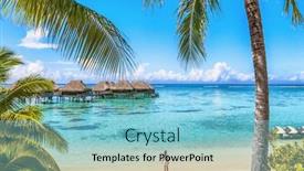  Presentation with luxury resort - Slides with luxury-tahiti-beach-resort-travel background and a light blue colored foreground