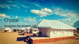  Presentation with luxury travel - PPT theme having travel image of luxury tent background and a teal colored foreground