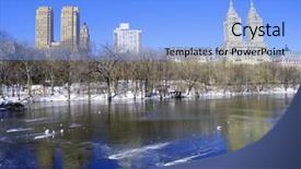  Presentation with towers - Colorful PPT theme enhanced with luxury towers at central park in new york backdrop and a light blue colored foreground