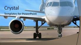  Presentation with airport - Beautiful PPT theme featuring luxury transportation - business plane parked backdrop and a light blue colored foreground