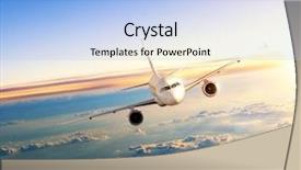  Presentation with commercial - Slide deck featuring luxury transportation - commercial airplane flying above clouds background and a light blue colored foreground