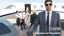  Presentation with private jet - Audience pleasing PPT layouts consisting of luxury transportation - portrait of confident businessman backdrop and a dark gray colored foreground