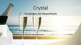  Presentation with luxury travel - Slide deck with luxury travel - champaign glasses and sunset background and a light blue colored foreground