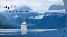  Presentation with cruise ship - Colorful presentation theme enhanced with luxury travel - cruise ship cruise liners backdrop and a light blue colored foreground