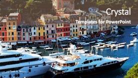  Presentation with italy car - Presentation design consisting of luxury travel - portofino village ligurian coast italy background and a  colored foreground