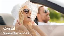  Presentation with driving road - Colorful PPT theme enhanced with luxury travel - transport leisure road trip backdrop and a coral colored foreground