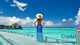  Presentation with luxury travel - Beautiful slides featuring music event people with hands up having fun vintage style illustration backdrop and a violet colored foreground