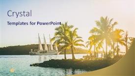  Presentation with sunset sailing - Slide set consisting of luxury-travel-cruise-ship-sailing background and a sky blue colored foreground