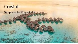  Presentation with luxury travel - Amazing presentation theme having luxury travel vacation destination panoramic backdrop and a lemonade colored foreground