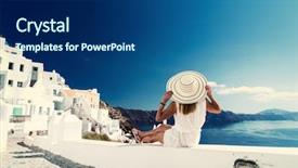  Presentation with luxury travel - Beautiful theme featuring luxury travel vacation woman looking backdrop and a ocean colored foreground