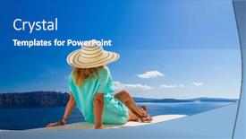  Presentation with luxury travel - Slides with luxury-travel-vacation-woman-looking background and a teal colored foreground