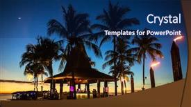  Presentation with malaysia - Presentation featuring luxury tropical beach restaurant background and a navy blue colored foreground