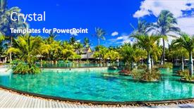  Presentation with island resort - Amazing slide deck having luxury-tropical-vacation-in-mauritius backdrop and a cobalt blue colored foreground