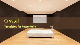  Presentation with villa - Colorful presentation theme enhanced with luxury villa interior private cinema backdrop and a tawny brown colored foreground