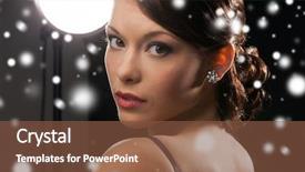  Presentation with luxury diamond - Slide deck with luxury vip nightlife party christmas x-mas new year's eve concept - beautiful woman in evening dress wearing diamond earrings background and a tawny brown colored foreground