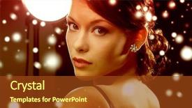  Presentation with luxury diamond - Theme featuring luxury vip nightlife party christmas x-mas new year's eve concept - beautiful woman in evening dress wearing diamond earrings background and a tawny brown colored foreground