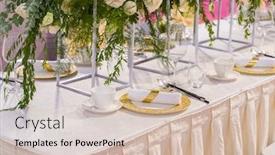  Presentation with decor - Presentation theme having luxury-wedding-decor-with-flowers background and a soft green colored foreground