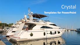  Presentation with luxury yacht - Colorful slide set enhanced with luxury yacht at pier in harbour backdrop and a teal colored foreground
