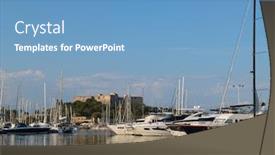  Presentation with luxury yacht - Colorful presentation theme enhanced with luxury-yacht-at-pier backdrop and a teal colored foreground