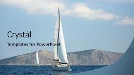 Presentation with luxury yacht - Presentation theme having luxury yacht boats in regatta background and a  colored foreground