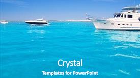  Presentation with luxury yacht - PPT theme enhanced with luxury yacht in turquoise beach background and a light gray colored foreground