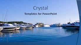  Presentation with sea port - Cool new slides with luxury-yachts-in-sea-port backdrop and a light blue colored foreground