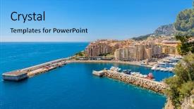  Presentation with luxury - PPT layouts consisting of luxury yachts in the bay of monaco france background and a light blue colored foreground