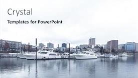  Presentation with tranquil - Beautiful presentation design featuring luxury-yachts-on-tranquil-water backdrop and a cool aqua colored foreground