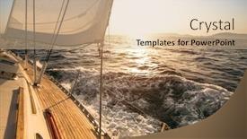  Presentation with sunset sailing - Slide set consisting of luxury yachts yacht sailing towards the sunset background and a coral colored foreground