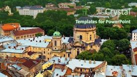  Presentation with architecture city - Presentation theme consisting of lviv-rustic-city-architecture background and a tawny brown colored foreground