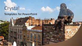  Presentation with house building - Colorful PPT theme enhanced with lviv-ukraine-aug-6-chimneysweep backdrop and a light blue colored foreground
