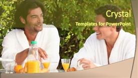  Presentation with breakfast - Colorful presentation theme enhanced with ly - two men housemates having breakfast backdrop and a  colored foreground