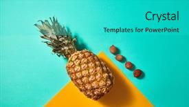  Presentation with pineapple - Amazing slide deck having lychee juice - pineapple and litchi composition backdrop and a cyan colored foreground