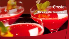  Presentation with alcoholic - Audience pleasing PPT layouts consisting of lychee juice - red alcoholic cocktail with raspberry backdrop and a tawny brown colored foreground