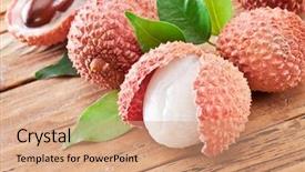  Presentation with fruit lychee - Cool new slides with young woman with gothic skeleton makeup over black background backdrop and a gray colored foreground