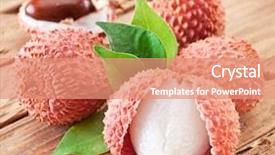  Presentation with fruit lychee - Cool new PPT layouts with lychee with leaves backdrop and a coral colored foreground