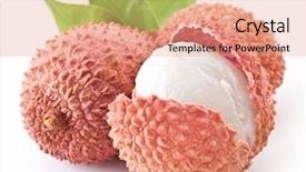  Presentation with fruit lychee - Amazing slide deck having close up color womens leather purse isolated on white background backdrop and a cream colored foreground