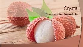  Presentation with fruit lychee - Beautiful theme featuring lychee with lychee leaves backdrop and a lemonade colored foreground