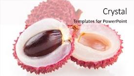  Presentation with juice - PPT theme with lychees background and a sky blue colored foreground